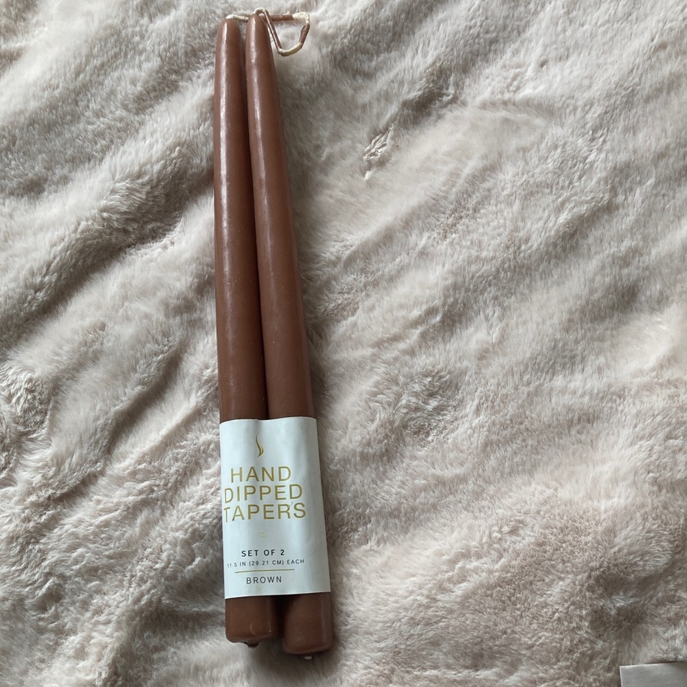 Brown Hand Dipped Tapers Set of 2